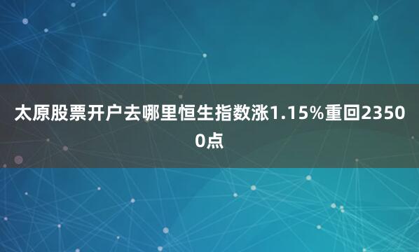 太原股票开户去哪里恒生指数涨1.15%重回23500点